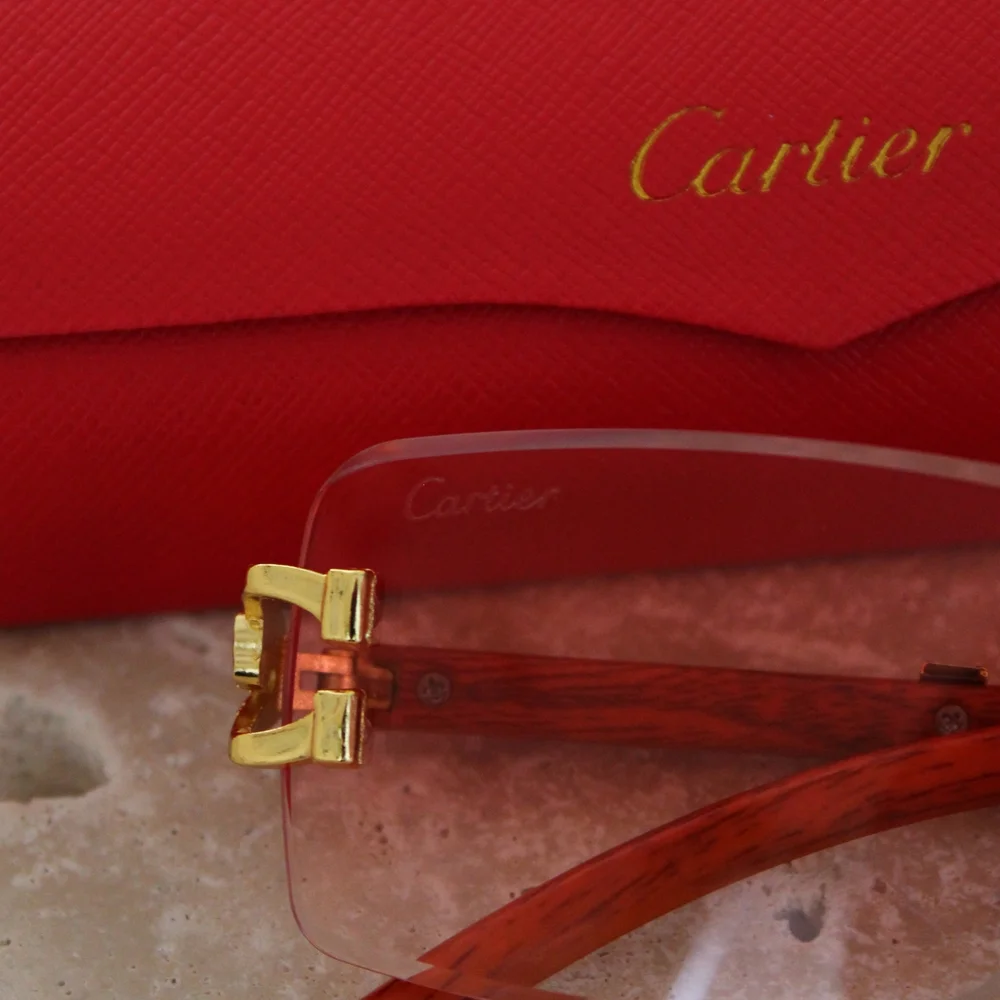 Cartier Rimless Redish Pink Gradient Sunglasses - Picture 3 of 13